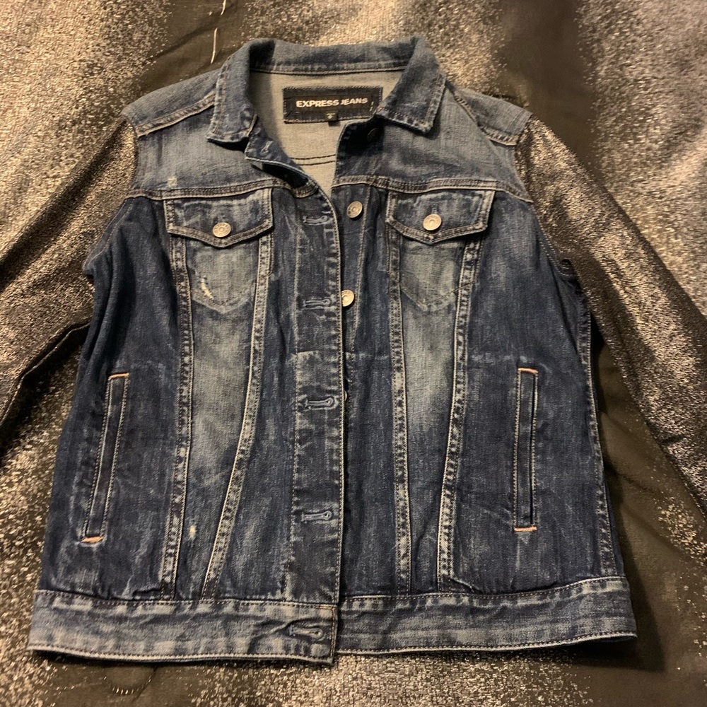 Denim jacket w glitter sleeves